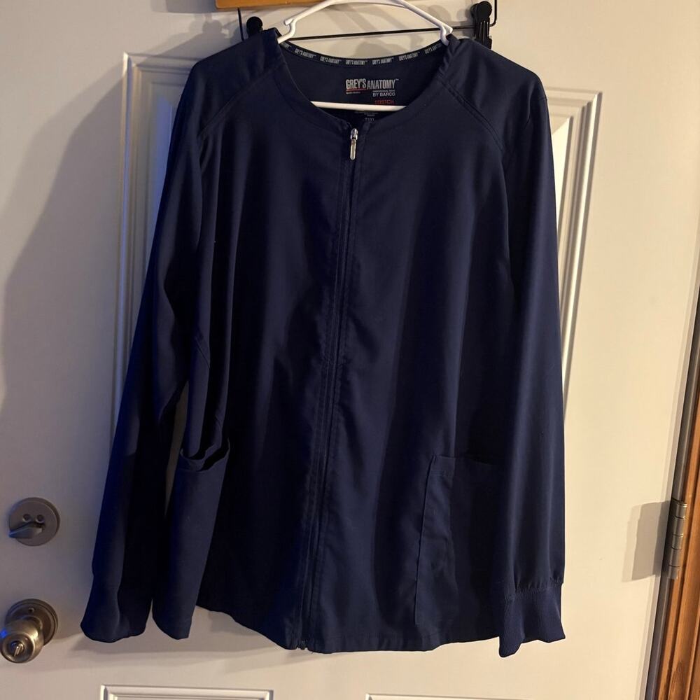 Grey’s Anatomy by Barco Navy Zip Front Scrub Jacket Women’s Plus Size 3XL
